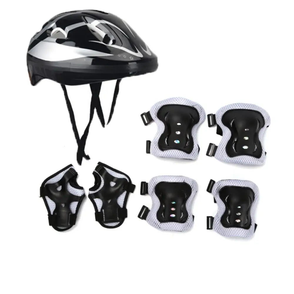Kids Helmet Knee Elbow Pads Wrist Guard Sport Protective Gear Scooter Skateboard Skate Cycling Safety Set Boy Girl 4-12 Years