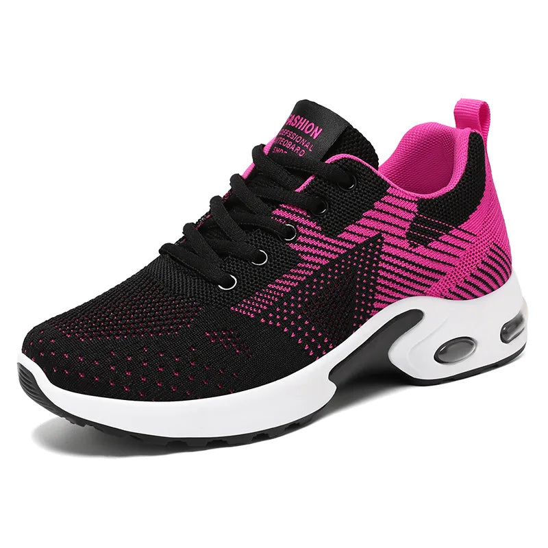 Zapatillas de running para mujer, nuevas, de primavera, de talla grande, informales, transpirables, con cordones, con cámara de aire, deportivas