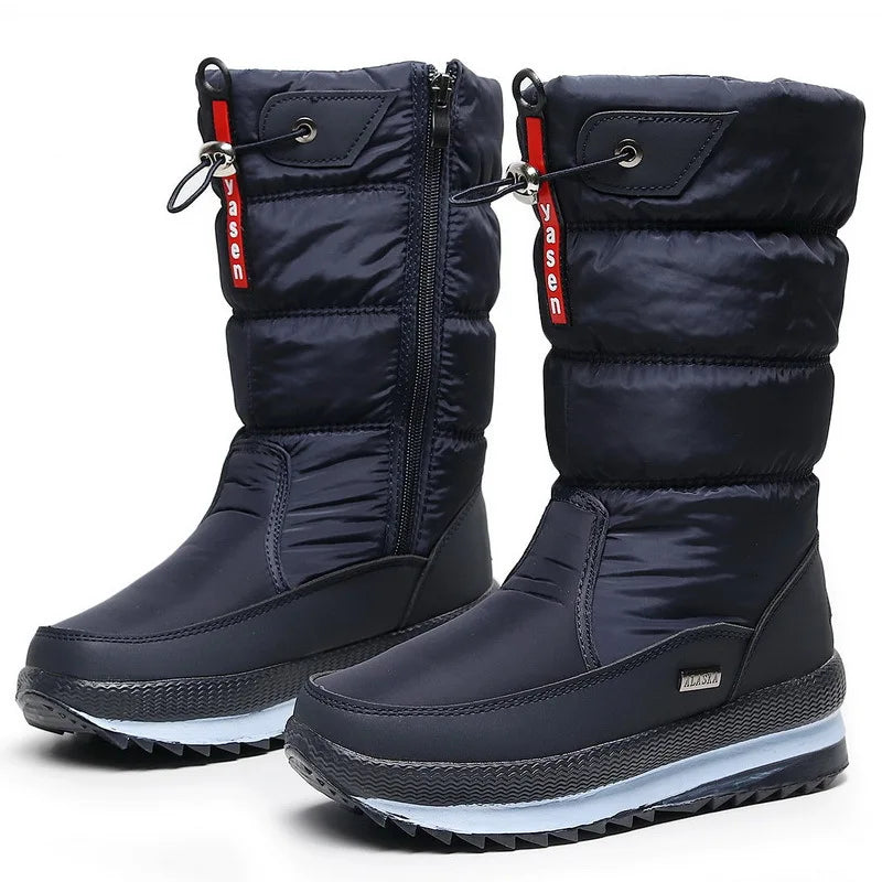 Botas de nieve para mujer, botas de invierno con plataforma, impermeables, antideslizantes, de felpa y piel, de media caña, botas de moda cálidas para mujer, Botas Mujer