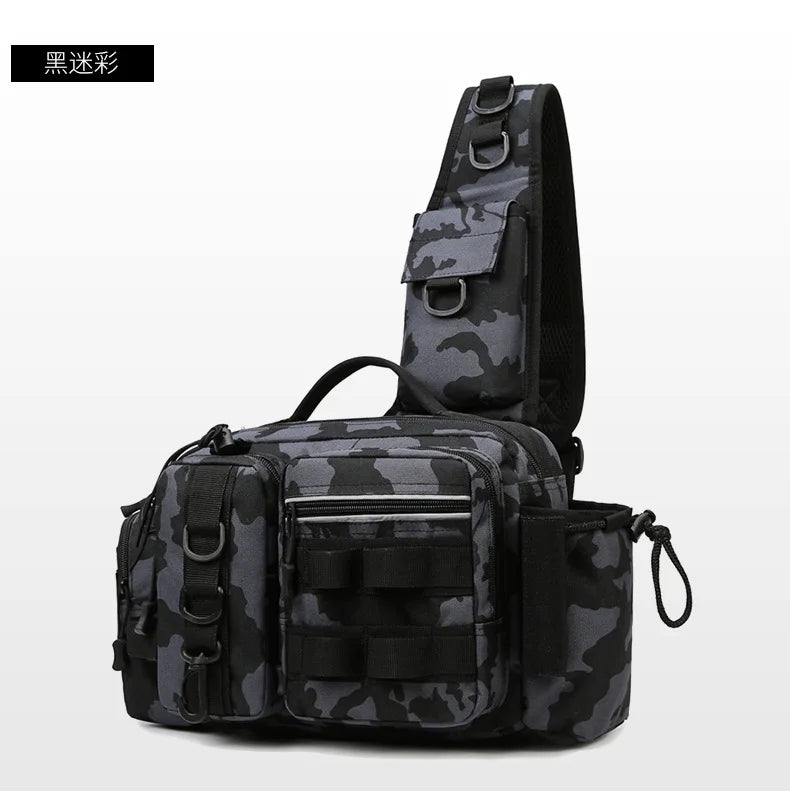 Fishing Tackle Backpack Lure Box Gear Storage Bag Fanny Pack for Men Fly Fishing Backpack with Rod Holder Sling Shoulder Bag