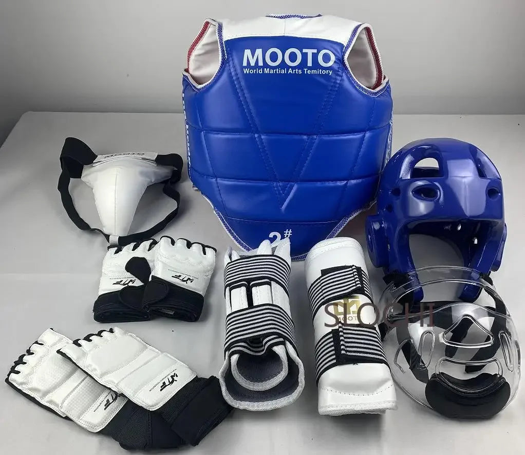 Set de entrenamiento de equipo de protección de combate de Taekwondo, equipo de combate real, conjunto de equipo de protección de artes marciales engrosado para competición