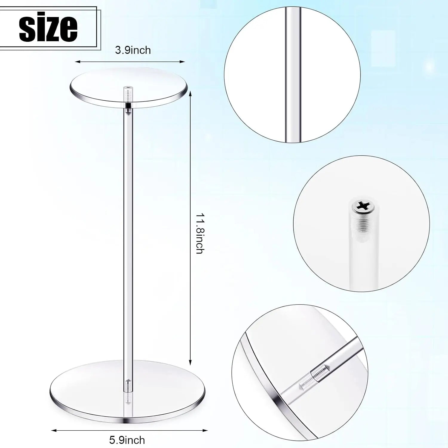 4 Pack Clear Acrylic Hat Stand Display Rack for Baseball Caps, Wig, Watch, Jewelry, 12 Inch