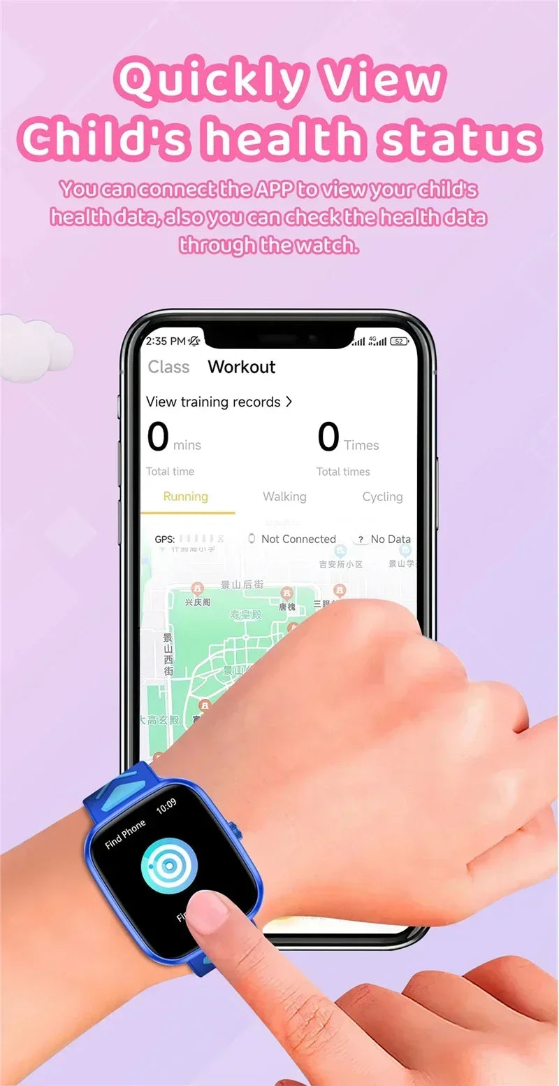 Montre connectée pour enfants, écran tactile HD de 1,75 pouce, bracelet connecté pour jeux et musique, cadeau idéal pour garçons et filles, compatible avec iOS et Android