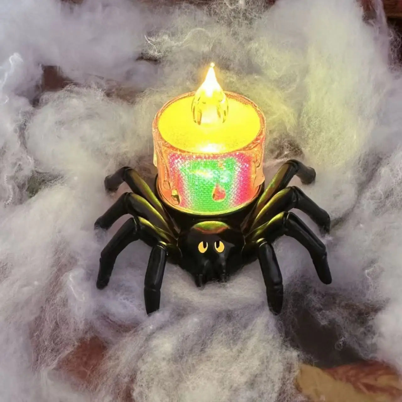 Decoración de Halloween de araña, luz LED de vela espeluznante, sin llama, parpadeo seguro, decoración de fiesta, ambiente festivo, vacaciones