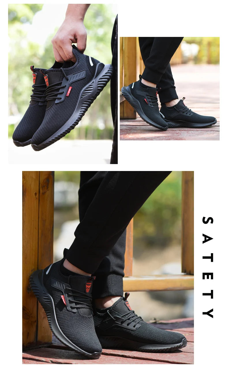 Zapatillas de trabajo con puntera de acero para hombre, zapatos de seguridad a prueba de perforaciones, botas de trabajo, calzado de seguridad indestructible de moda