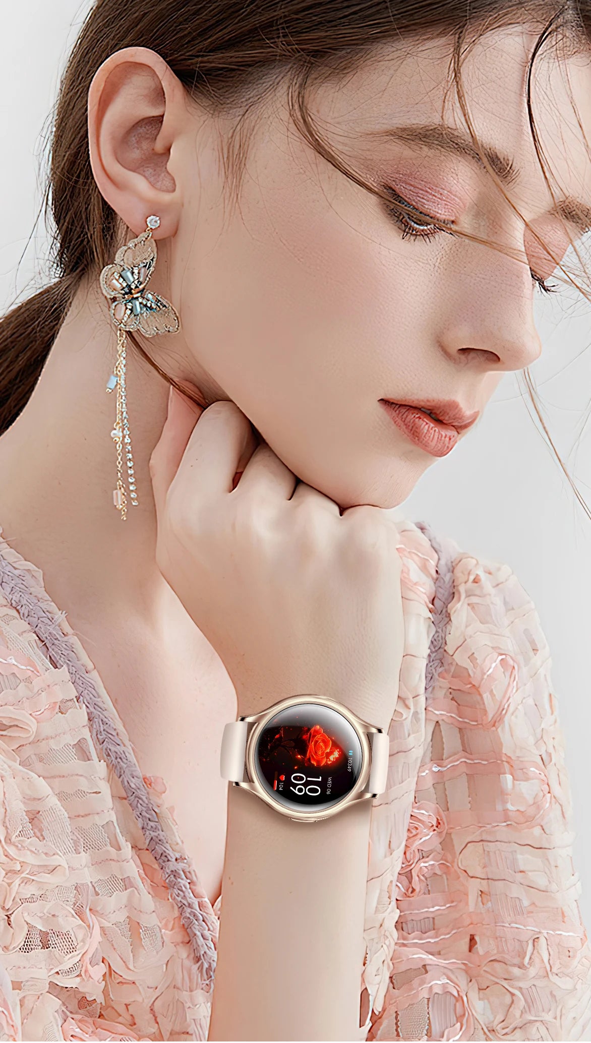 Reloj inteligente para mujer, pantalla HD de 1.27 pulgadas, monitor de salud, asistente de voz con IA, llamadas Bluetooth, control de música, esferas personalizadas, Smartwatch