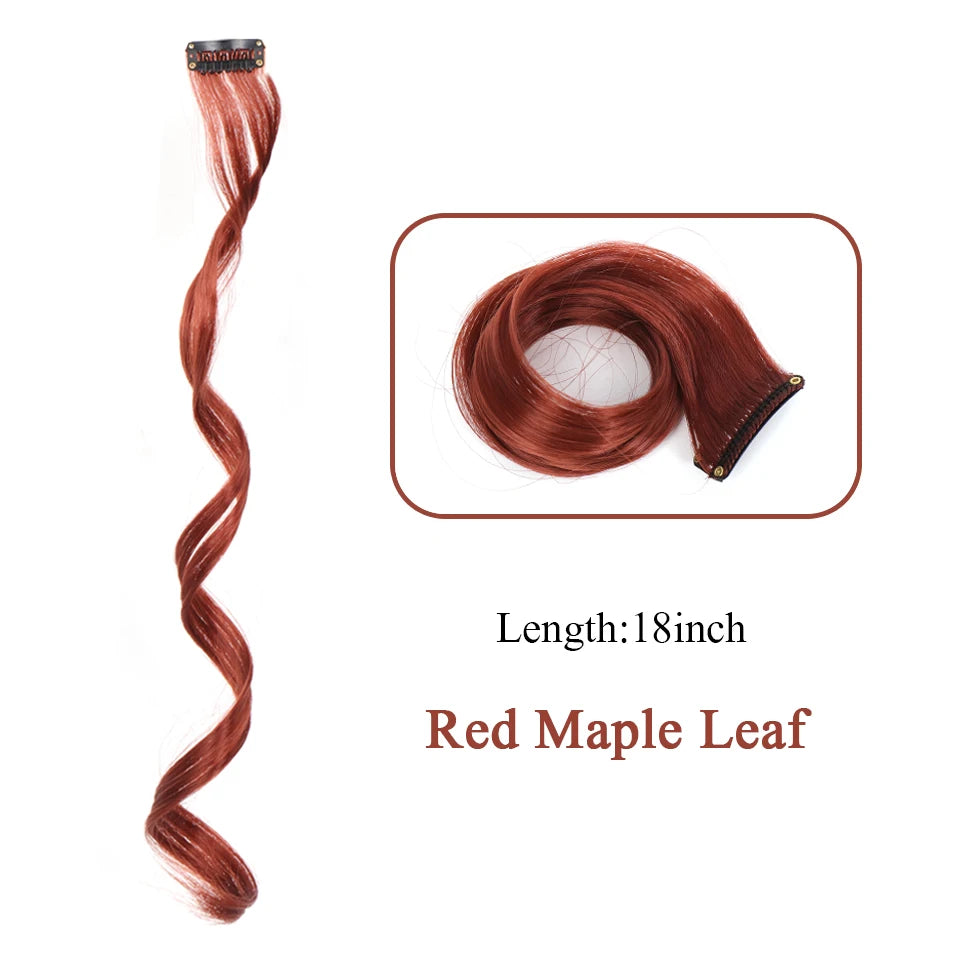 Extensions de cheveux synthétiques longues et bouclées pour femmes, résistantes à la chaleur, à clipser, couleur or, gris, violet, rose, rouge