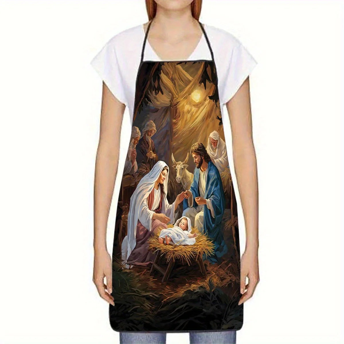 Nativity Scene Christmas Apron – Elegant, Durable & Perfect for Holiday Cooking