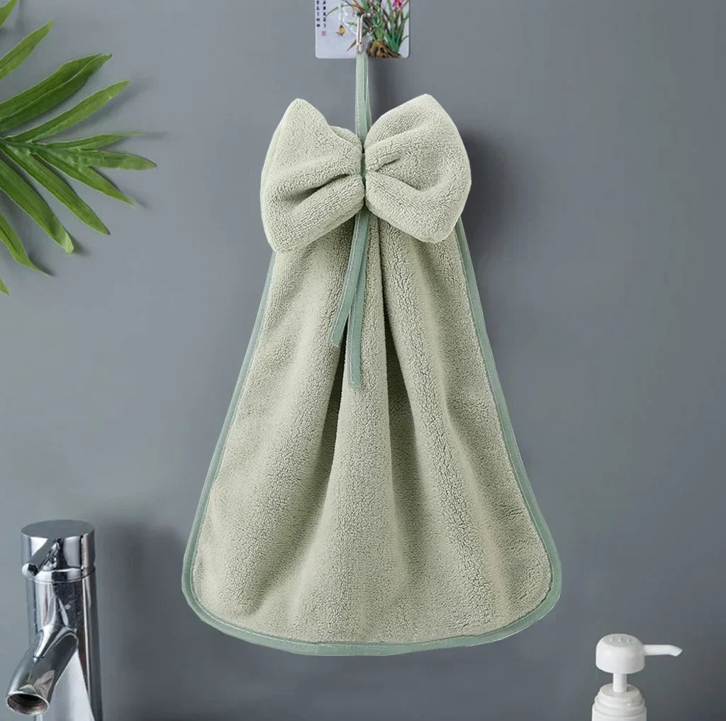 Toallas de mano con lazo para cocina, baño, de terciopelo coral, microfibra, suaves, de secado rápido, absorbentes, paños de limpieza, toalla de rizo para sauna en casa