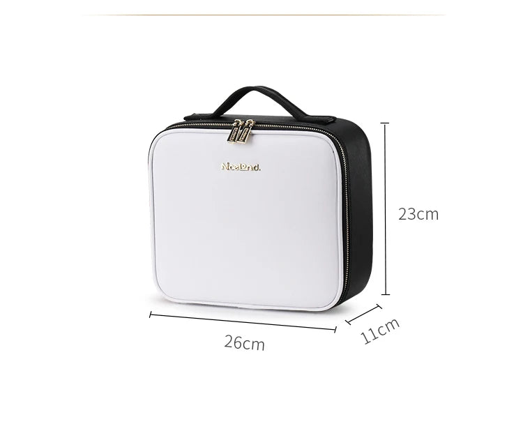 Bolsa de maquillaje, neceser de viaje de gran capacidad, impermeable, organizador de cosméticos con compartimento para brochas de maquillaje y asa para mujer