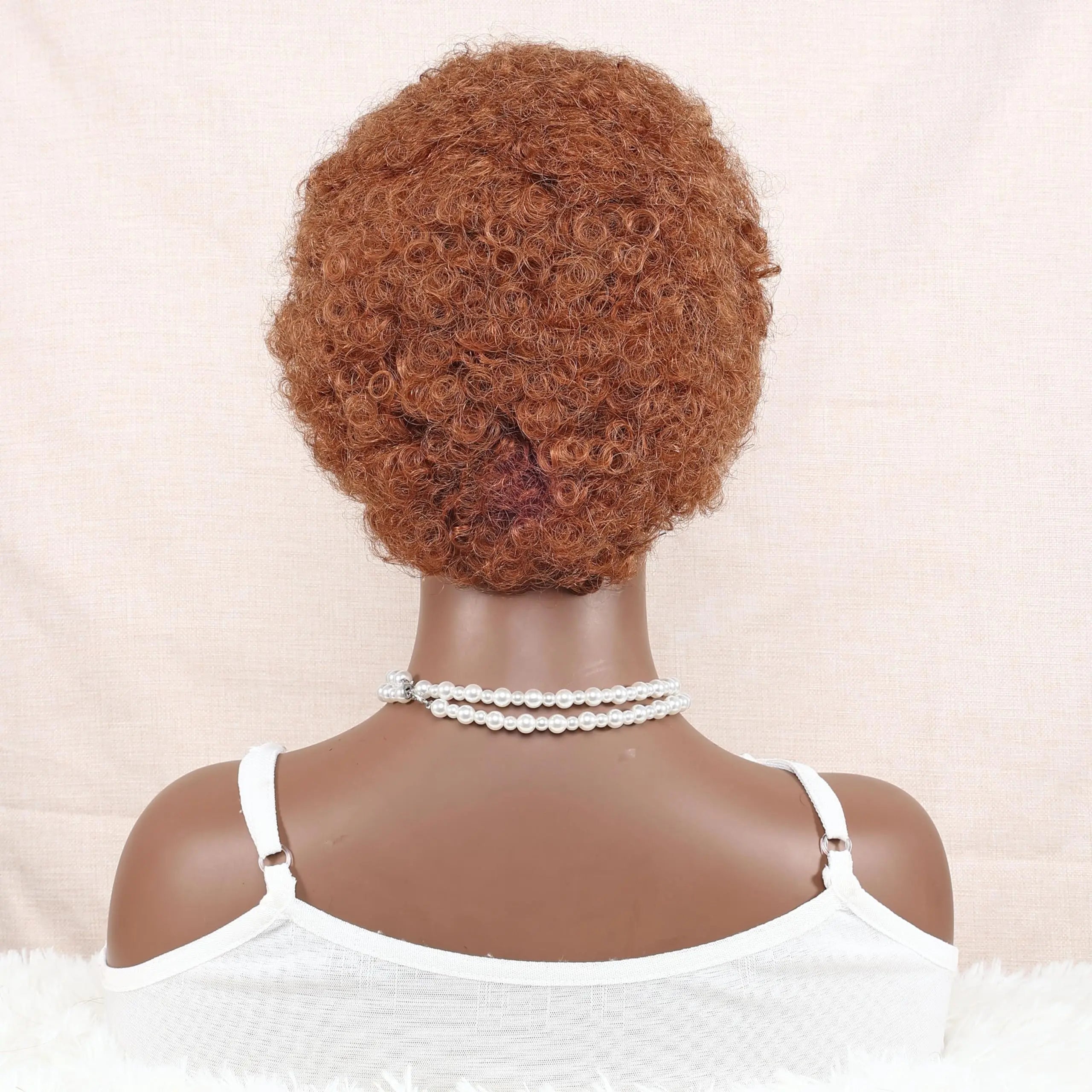 Medium Brown Afro Kinky Curly Wigs for Black Women 30# Kinky Curly Human Hair Afro Wigs African American Machine Made Pixie Wig