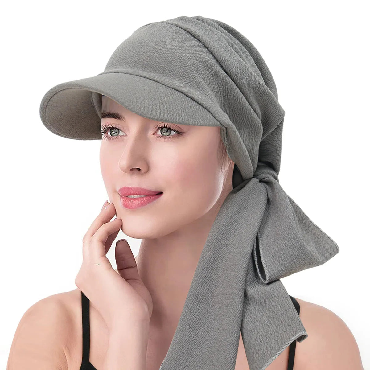Fashion Print Women Hijab Caps Wrap Hair with Brim Turban Bonnet Breathable Comfortable Ladies Headscarf Hat Hide Hair