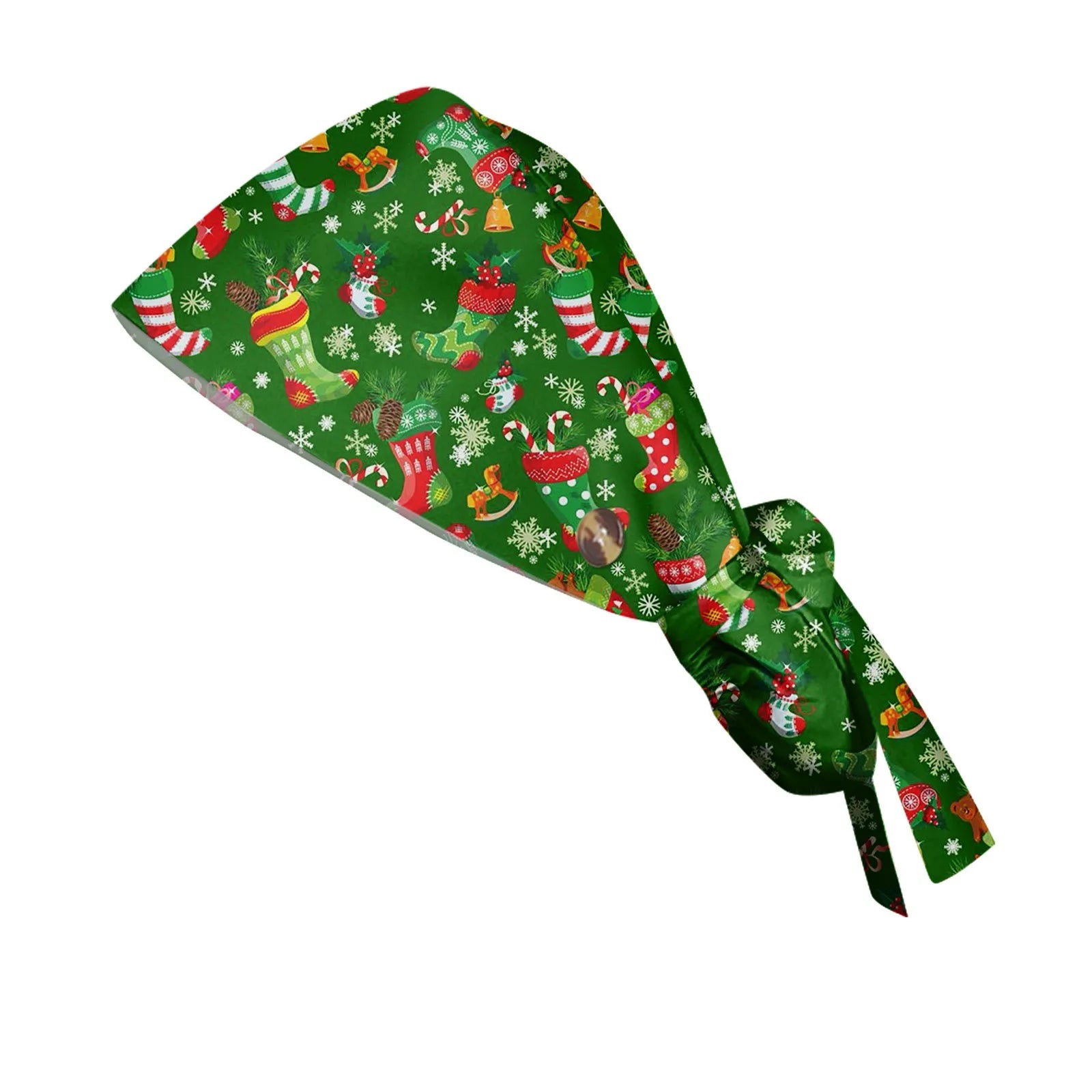 Gorro de Trabajo de Pelo Largo con Estampado Navideño a la Moda, Gorro de Trabajo Ajustable, Gorro de Enfermería para Salón de Belleza, Gorro Quirúrgico Femenino, Gorros de Enfermera