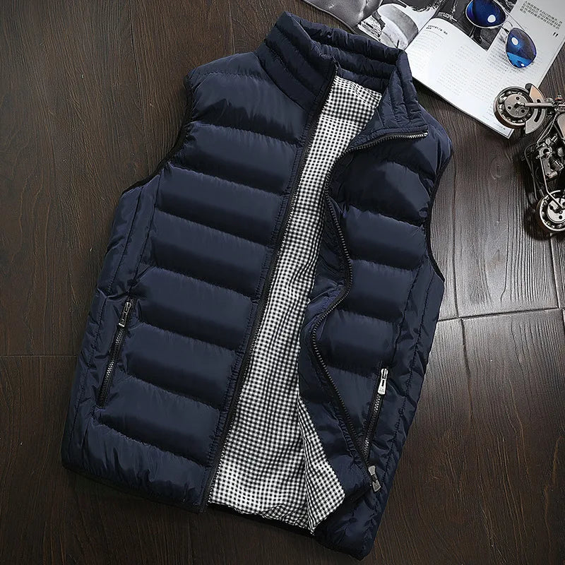 Chaleco para hombre, chaleco cortavientos para hombre, chaqueta sin mangas para hombre, chaqueta de invierno, abrigo informal para hombre, chaleco de algodón cálido grueso, chaleco grueso