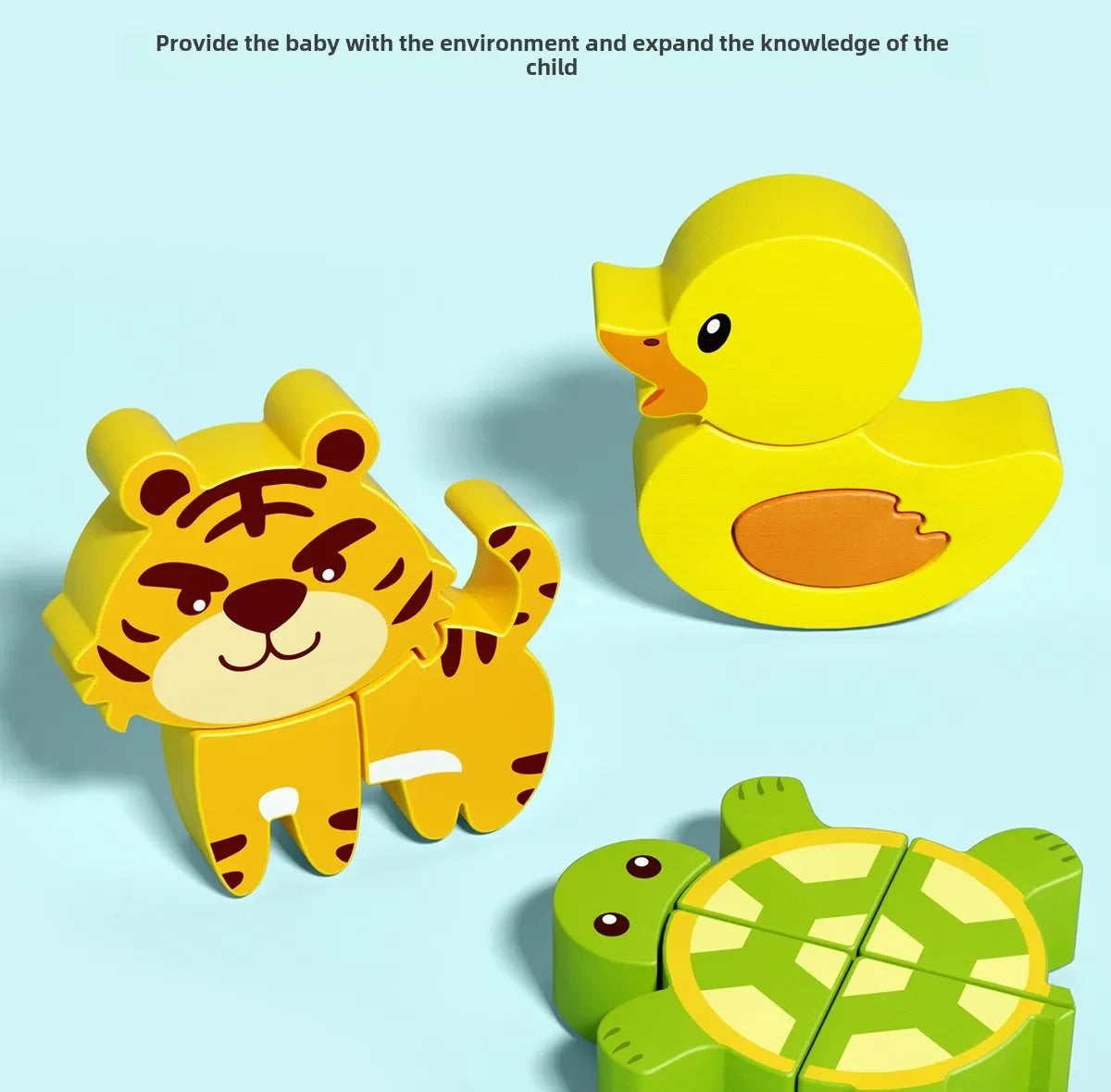 Montessori tegneserie 3D trepuslespill dyr trafikk puslespill leker for barn tidlig læring pedagogisk kognitiv spill barn gaver