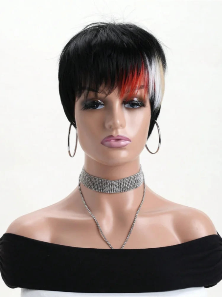 Diadema Peluca Afro Lisa 26 Pulgadas Peluca de Diadema Afro Lisa Cabello Humano Sin Pegamento Pelucas de Cabello Humano Hechas a Máquina Sintéticas
