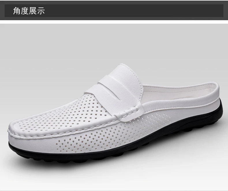 Zapatos de hombre cuatro estaciones nuevos zapatos de cuero de moda ahuecados suela blanda transpirables antideslizantes ligeros de talla grande informales