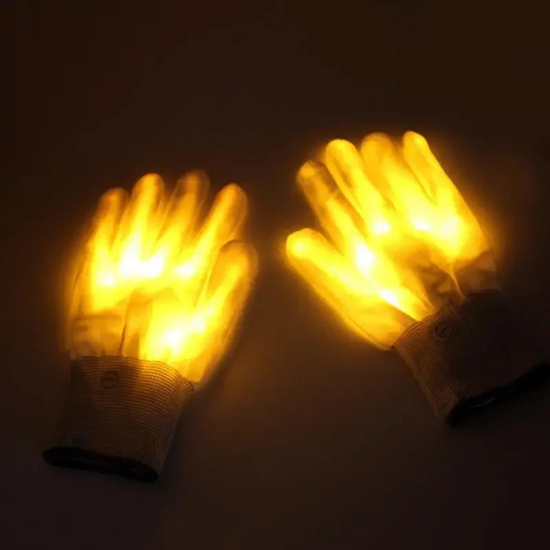 Guantes LED Neon Guantes Brillantes Fiesta de Halloween Accesorios de Luz Guantes Luminosos Parpadeantes de Calavera Suministros para Disfraces de Escenario
