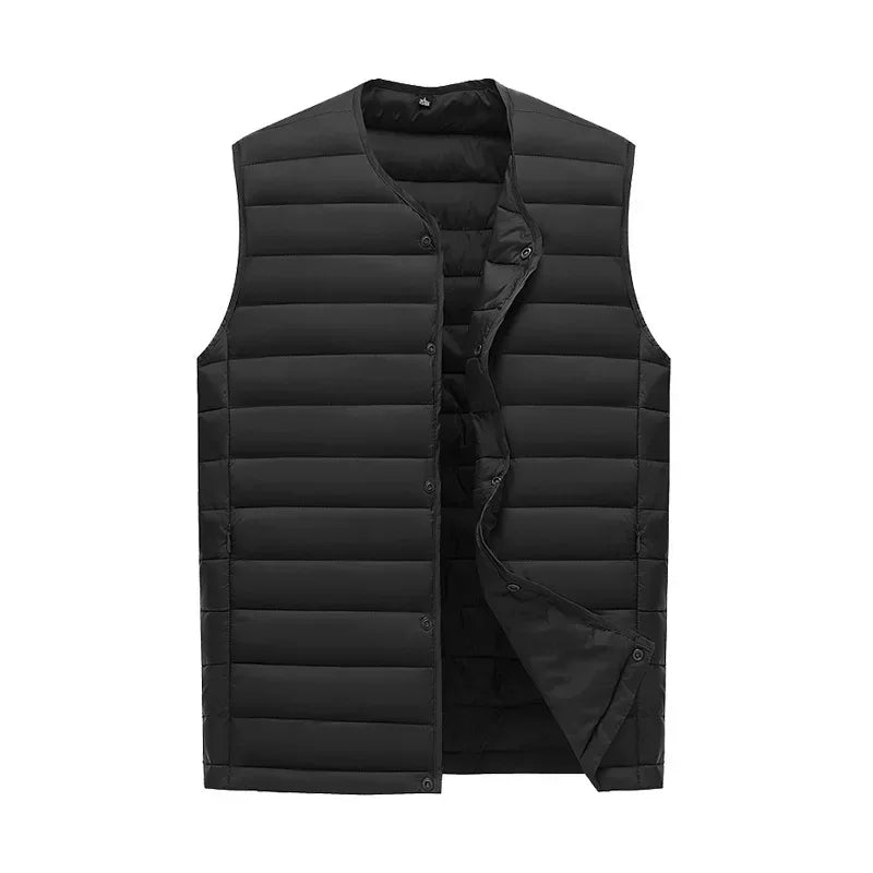 Men Vest Jacket Warm 2024 Autumn Winter Casual Sleeveless Coats Down Cotton Waistcoat Solid Color Male Buttons V-neck Outerwear
