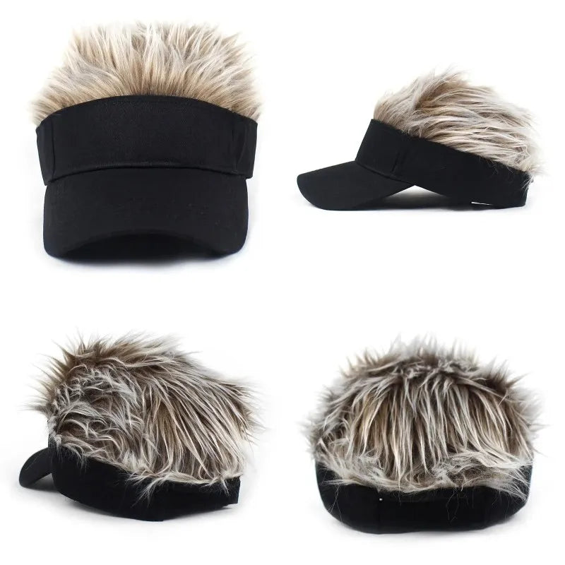 Casquette de baseball de golf en cheveux synthétiques à pointes pour hommes et femmes, fausse perruque, chapeau de soleil anti-UV, visière de sport, course à pied, hip-hop