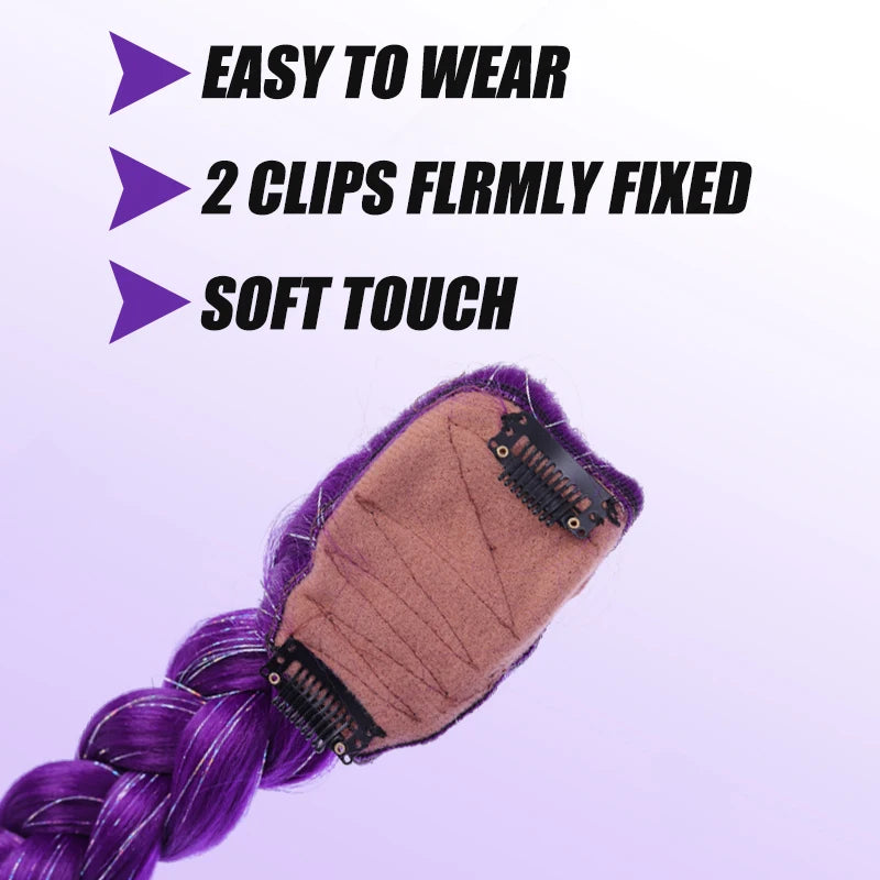 Devil Hunting Girl Group Wig Horsetail Purple Wig Braid Gold Fried Dough Twists Braid