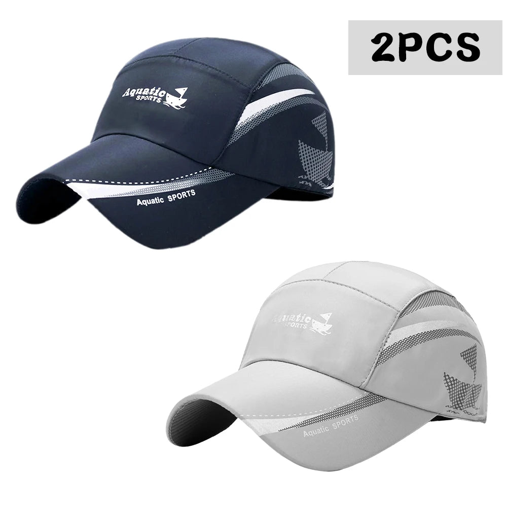 2 Pcs Fashionable Quick-drying Baseball Caps Outdoor Sports Sweatproof Casual Caps