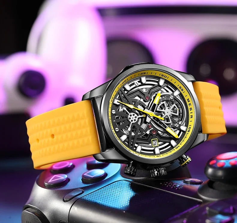 Relojes cronógrafo deportivos para hombre, marca de lujo superior, MEGIR, cuarzo, impermeable, a la moda, reloj de pulsera para hombre con fecha automática y manecillas luminosas