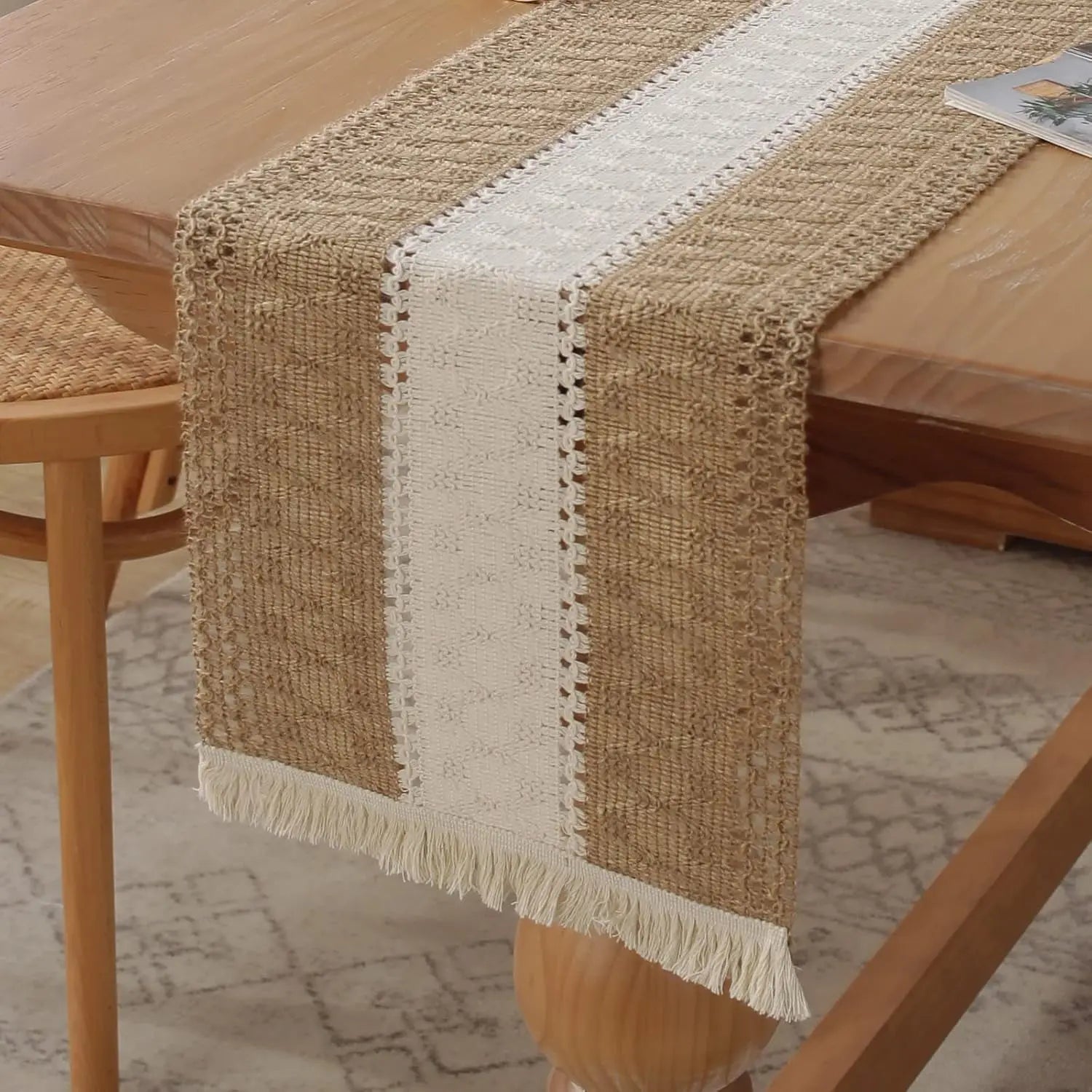Boho Table Runner for Home Decor,Farmhouse Stripe Table Runner Collection,72 Inches Long Table Runner for Wedding Party Holiday