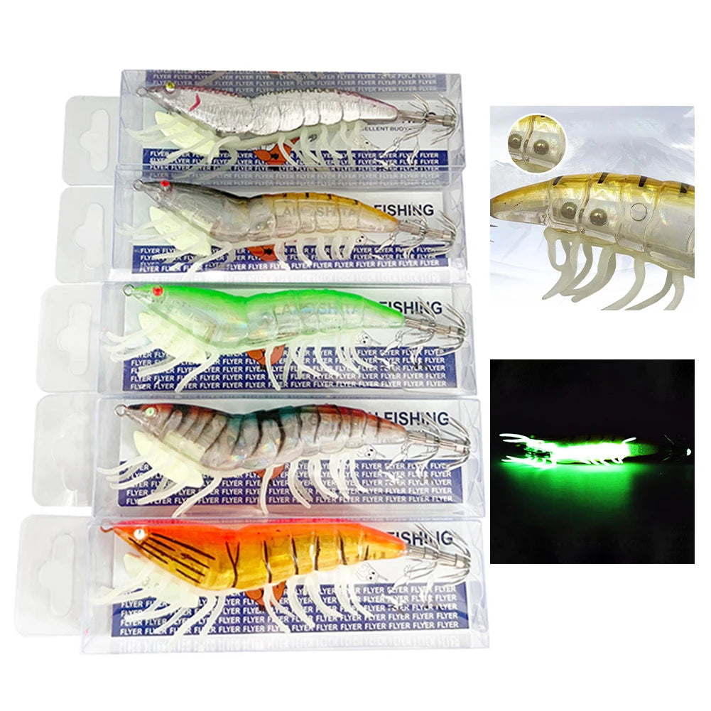 3.0 Squid Bait Squid Hook Wood Shrimp Squid Hook Soft Leg Shrimp Lure Bait Glistening Wood Shrimp Squid Hook Fishing Tackle