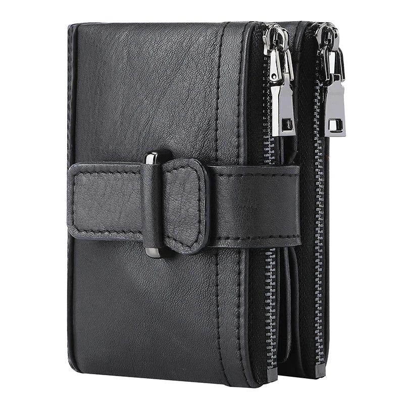 Cartera de lujo de diseño para hombre, carteras de hombre de cuero genuino, RFID de alta calidad, monedero para hombre, tarjetero, carteras vintage