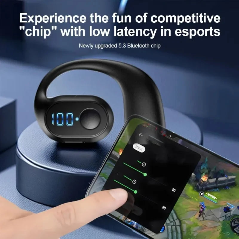 Auricular Bluetooth 5.3 TWS Inalámbrico de Gancho Orejero Auricular HiFi Estéreo con Reducción de Ruido Impermeable para Huawi Xiami
