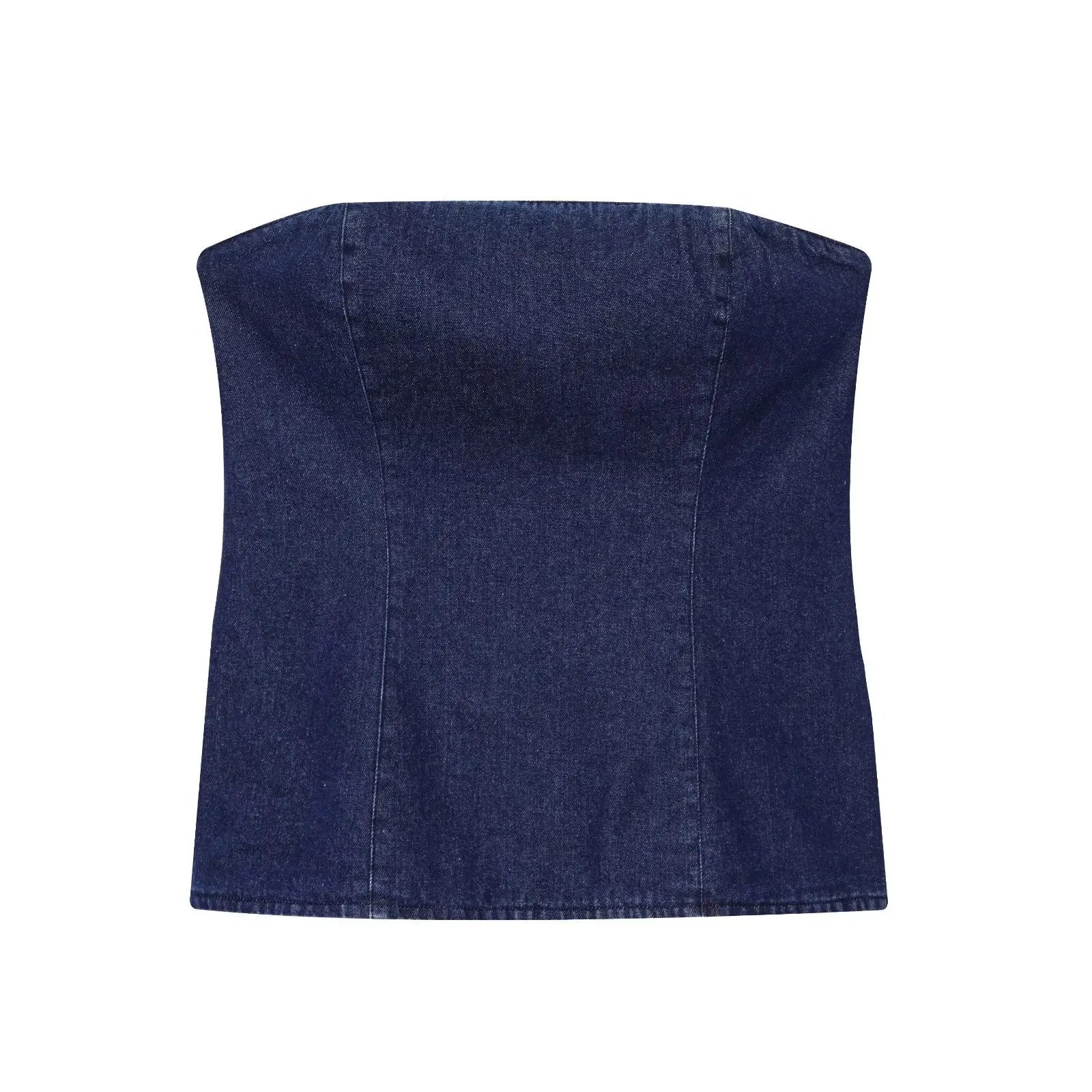 Traje de pantalón de moda para verano, nuevo conjunto de dos piezas para mujer, informal, de mezclilla, top sin tirantes tipo bandeau y pantalones casuales, estilo urbano.