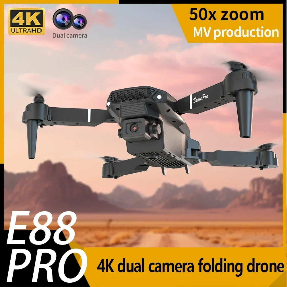 Dron profesional mini de control remoto E88 4K HD con cámara aérea WiFi FPV, cuadricóptero plegable, helicóptero RC, juguete para niños, regalo