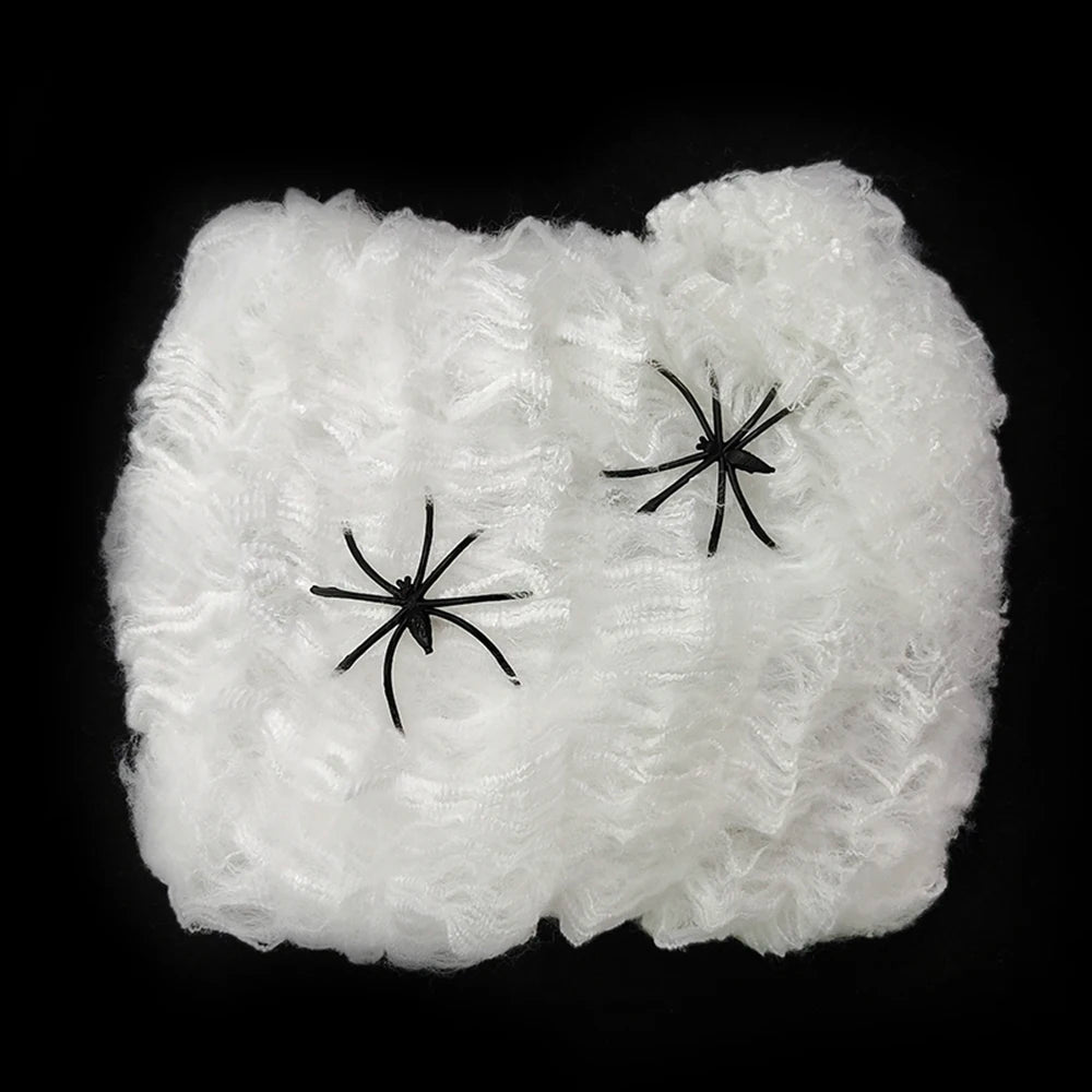 Halloween Decorations Artificial Spider Web White Stretchy Cobweb for Scary Party Scene Props Horror House Decoraton Accessories