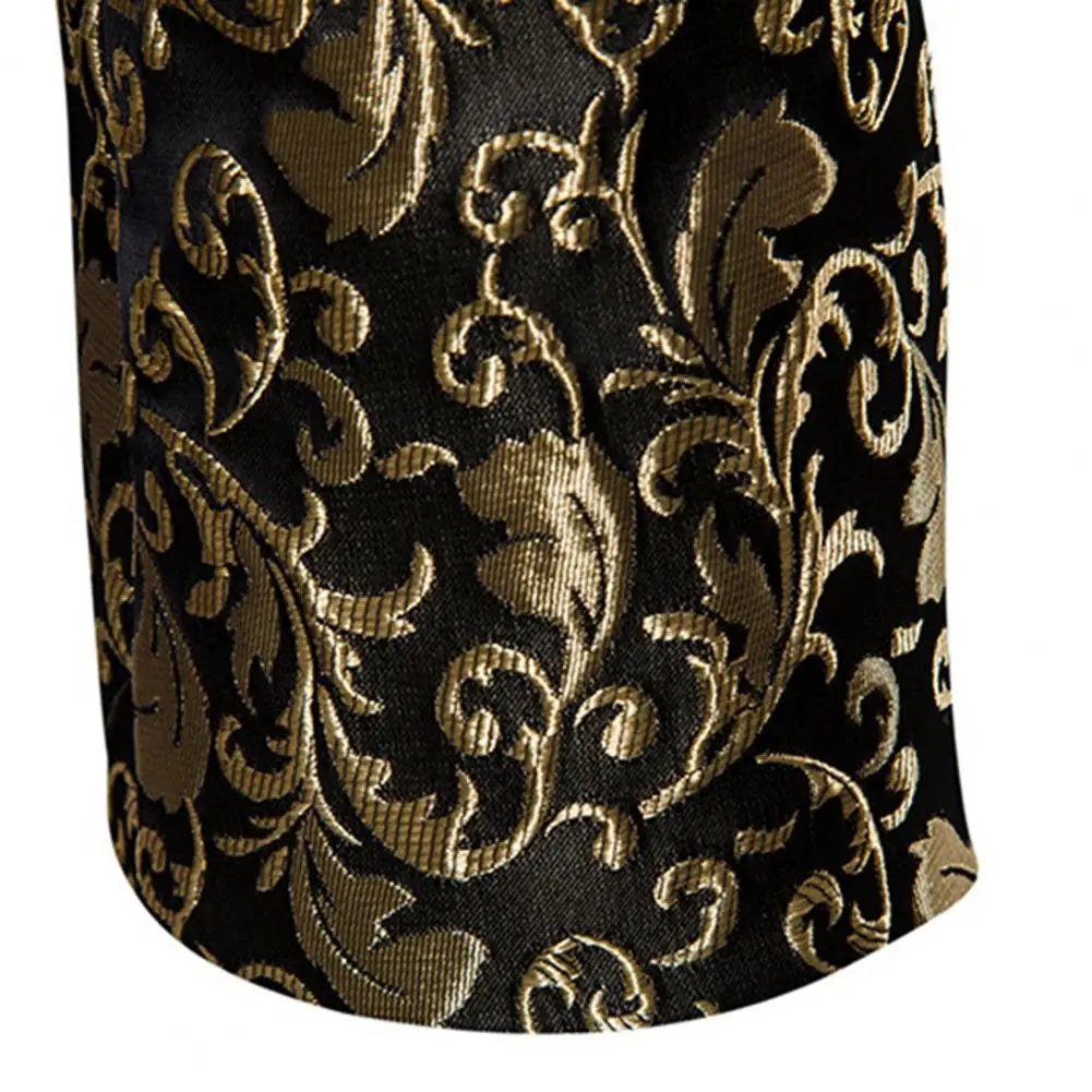 Chaqueta de hombre de lujo con jacquard, un botón, corte ajustado, cuello vuelto, de alta calidad, para bodas y banquetes