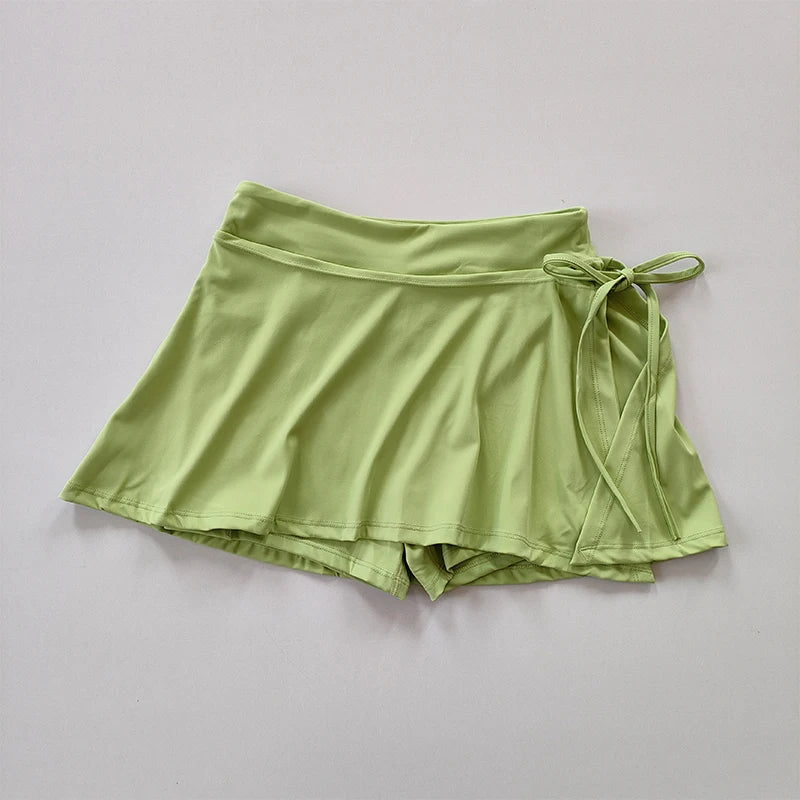 Falda de yoga deportiva, falda pantalón de bádminton y tenis, falda de secado rápido de medio cuerpo con bolsillo, falda pantalón con abertura lateral y tirantes para exteriores