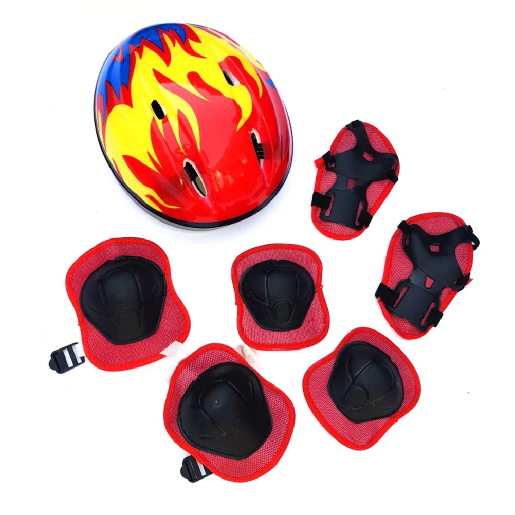 Juego de equipo de protección para niños de 7 piezas, rodilleras, muñequeras, coderas, para bicicleta, patineta, patinaje sobre hielo, protector de rodilla, seguridad deportiva.