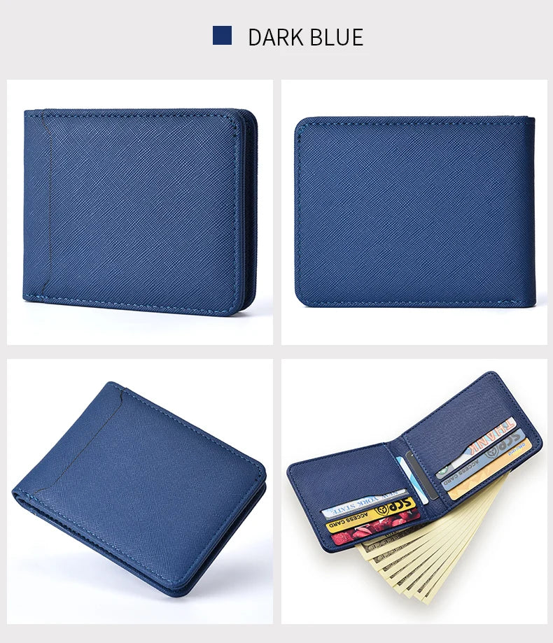 Cartera corta simple de color liso, tarjetero de negocios, cartera de hombre, tarjeta de identificación, tarjeta bancaria, cartera de hombre