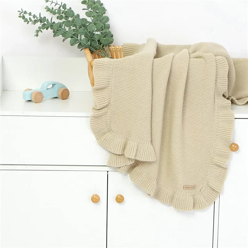Knitted Baby Blankets Newborn Swaddle Wrap Ruffle Blankets Toddler Infant Bedding Quilt New Born Basket Stroller Blankets