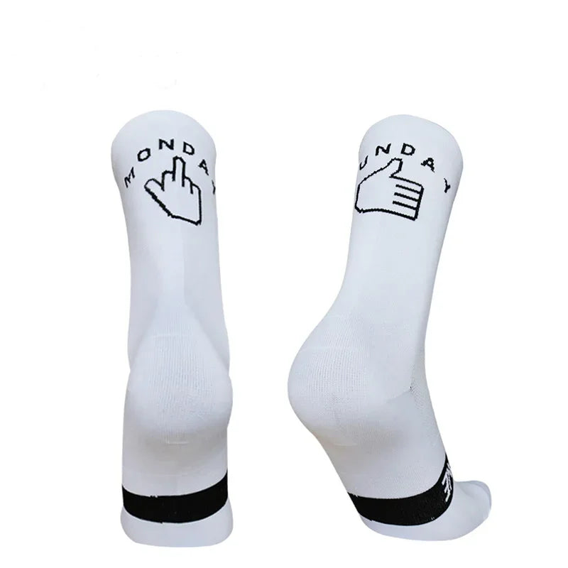 Deporte Correr Lunes Calcetines Nuevo Domingo Transpirable Ciclismo Calcetines de Ciclismo de Carretera para Hombres Mujeres calcetines ciclismo