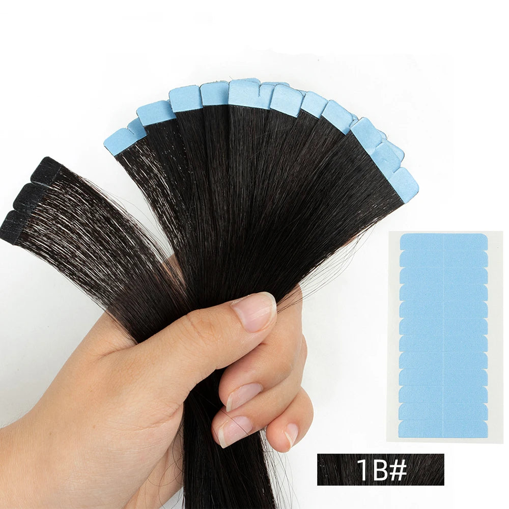 Mini Tape in Human Hair Extensions Machine Remy Adhesive Seamless Tape In Hair Straight Hair Extensions 10pcs/pack 12-24 Inches