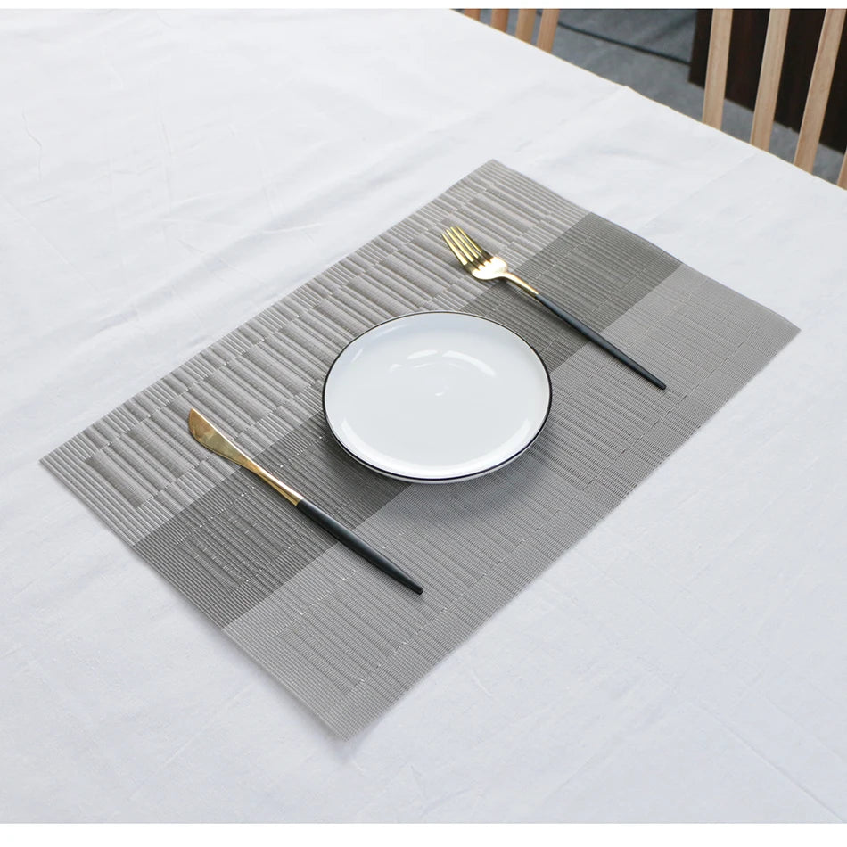Placemats for Dining Table PVC Bamboo Pattern Table Mats Multiple Colors Non-Slip Heat Resistant Washable Easy to Clean