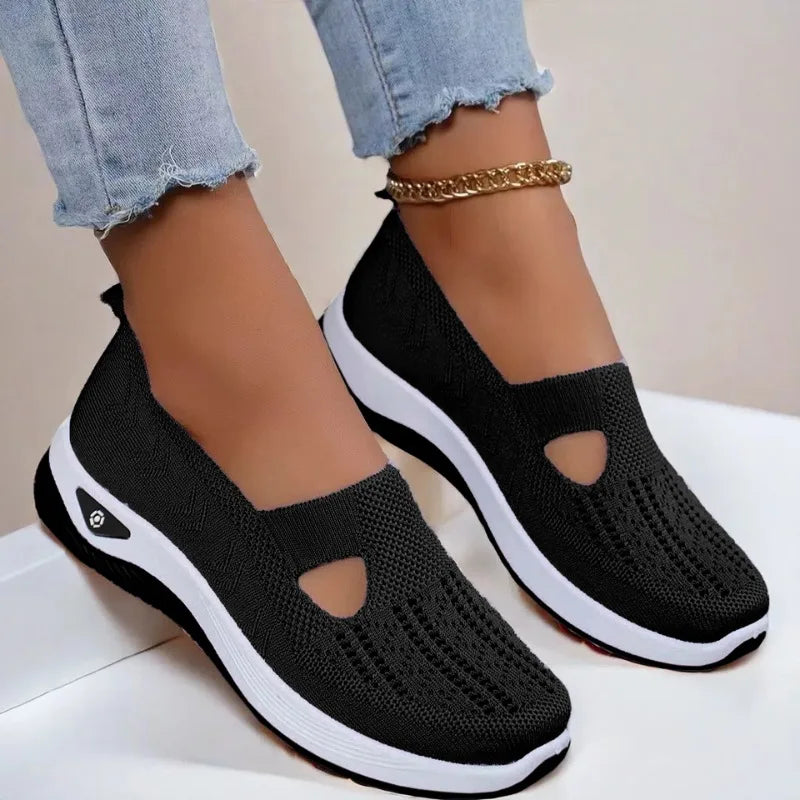 Zapatos de verano para mujer, de lona transpirable de malla, planos ligeros para caminar, zapatillas nuevas para mujer, zapatos vulcanizados, mocasines sin cordones