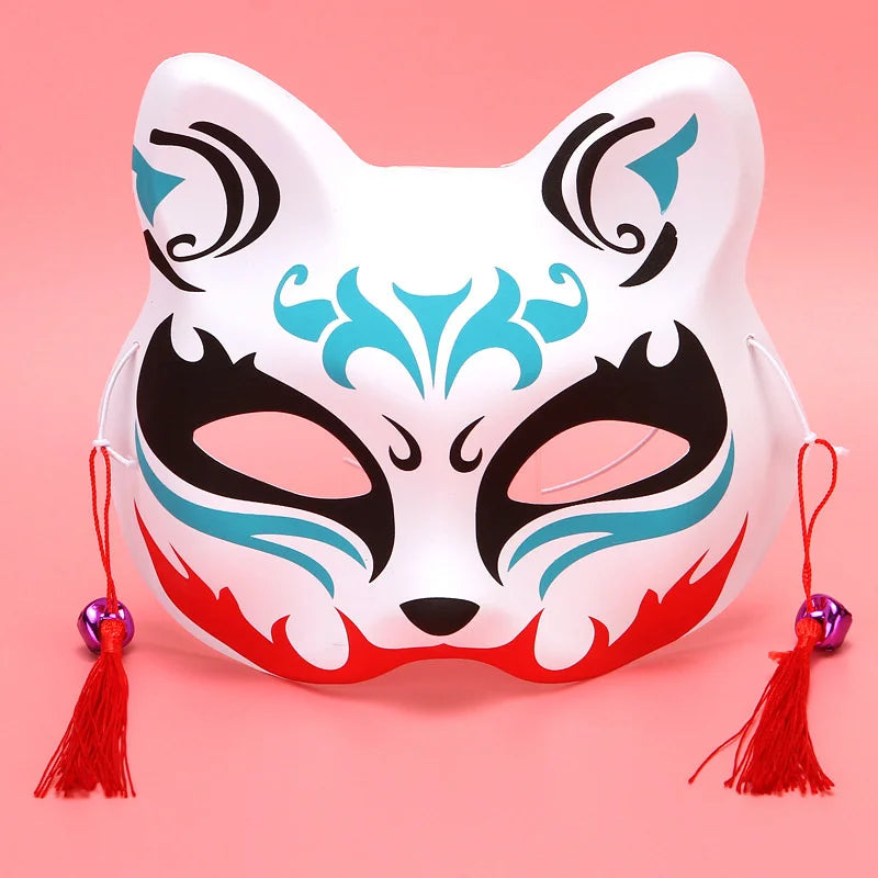 Máscara de conejo de estilo japonés, máscaras de media cara, zorros, conejo, accesorios de cosplay, máscaras de fiesta de disfraces de Halloween, máscara de anime para mujeres y hombres