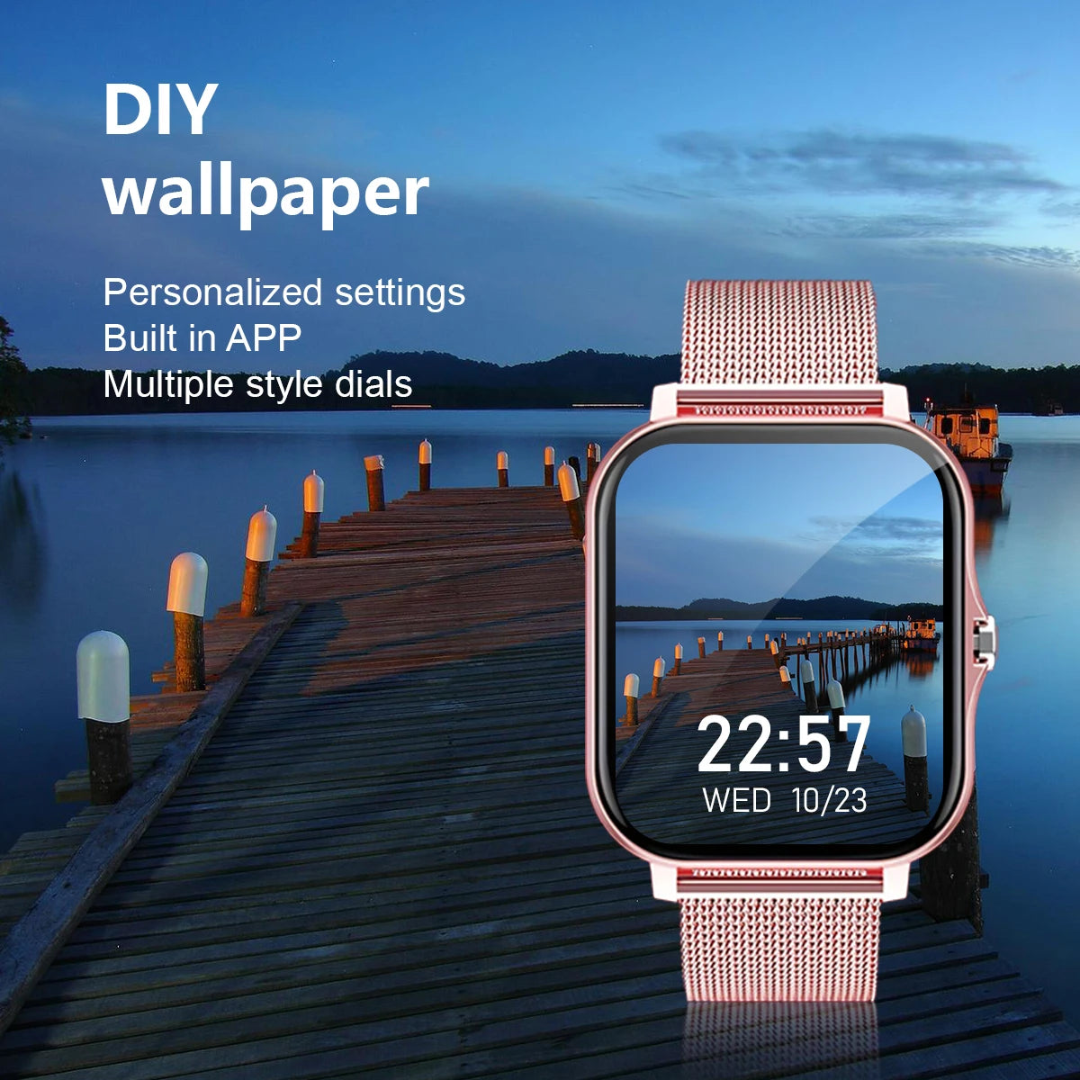 Reloj inteligente con llamadas/marcador inalámbrico, modo deportivo, recordatorio y rechazo de llamadas, monitoreo de estado físico para iPhone/Android