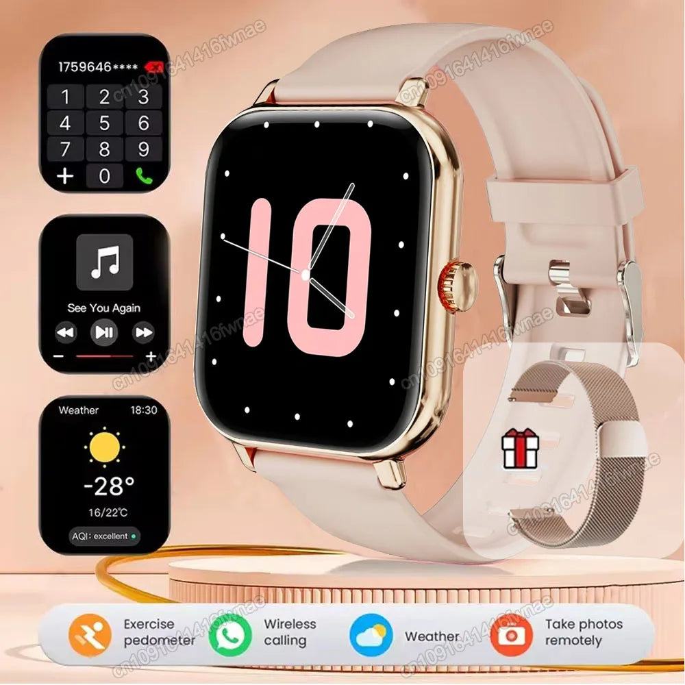 Smartwatch para Android IOS Relojes Pantalla HD de 2.01 pulgadas Llamada Bluetooth Alerta de Mensajes Música Modo Deportivo Smartwatch para Hombres Mujeres Regalo