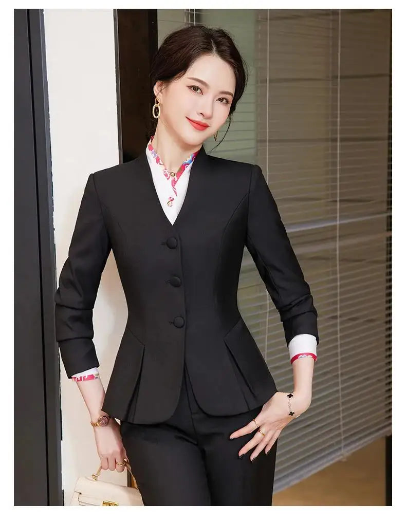 Trajes de falda de negocios para mujer, de primavera, formales, uniformes, blazers femeninos para mujer, conjuntos profesionales para oficina