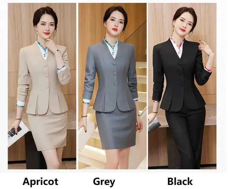 Trajes de falda de negocios para mujer, de primavera, formales, uniformes, blazers femeninos para mujer, conjuntos profesionales para oficina