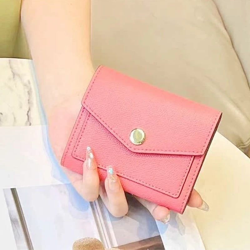Cartera corta de lujo de diseñador para mujer, de cuero genuino, monedero de marca de moda con iniciales personalizadas, tarjetero de piel de vaca para señora