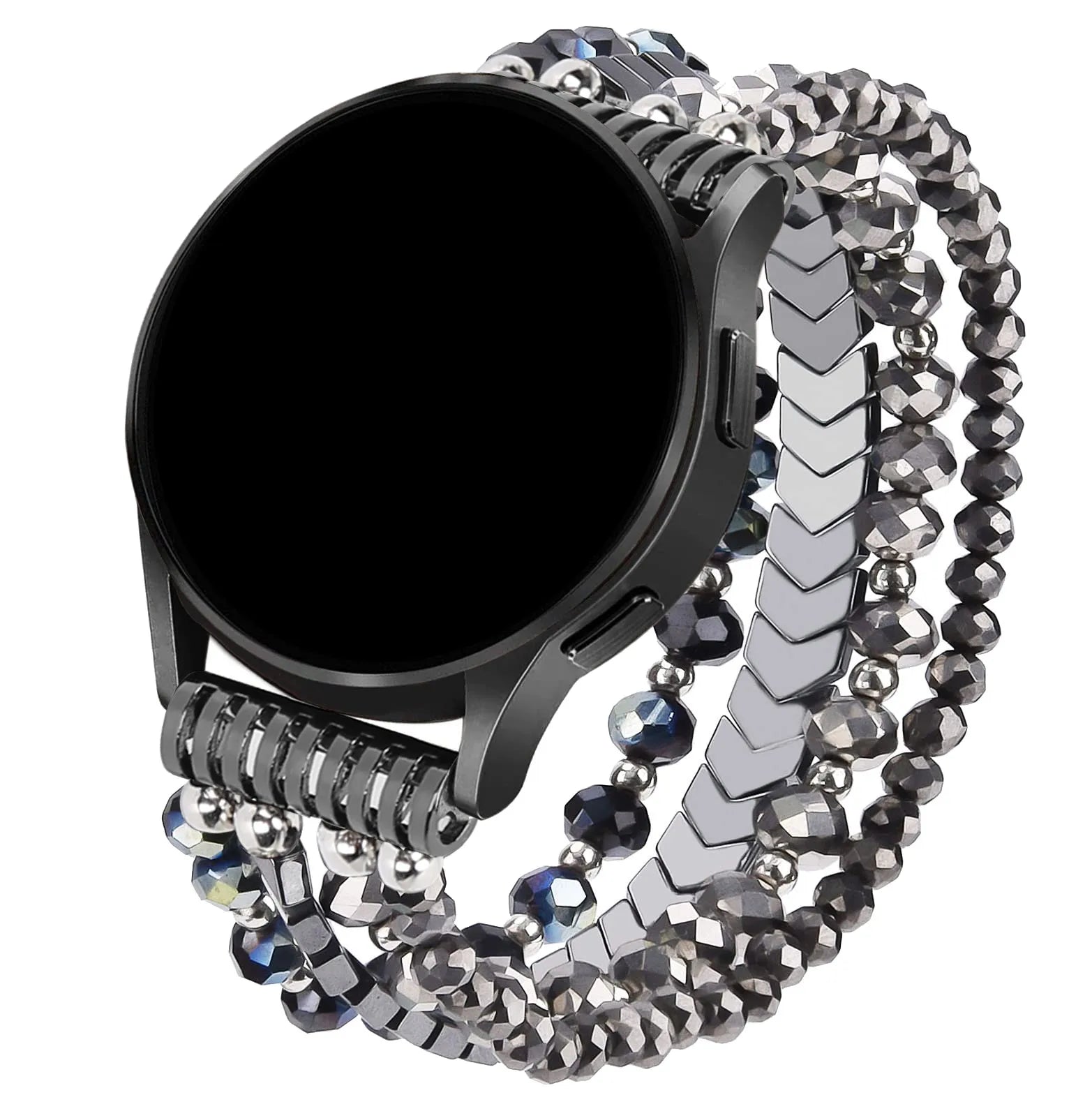 Correas para Samsung Galaxy Watch 6/5/4 de 40/44 mm/Active 2 Watch 4 de 42/46 mm para mujer, de 20 mm, elásticas, hechas a mano, de moda, con cuentas de cristal